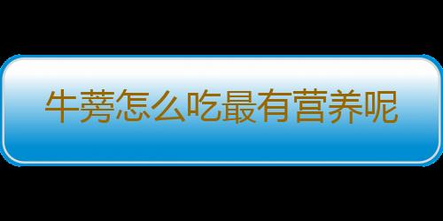 牛蒡怎么吃最有营养呢