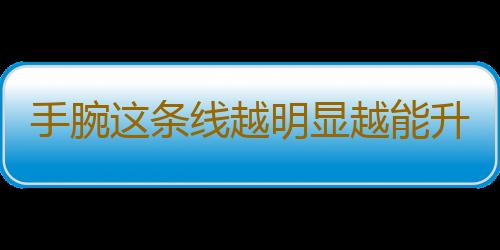 手腕这条线越明显越能升官发财