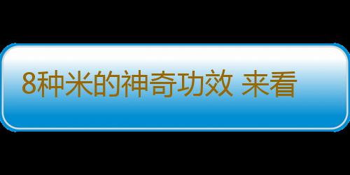 8种米的神奇功效 来看看选米小诀窍